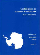 Copertina  Contributions to Antarctic research. Vol.III