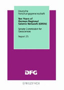 Copertina  Ten years of German Regional Seismic Network (GRSN)